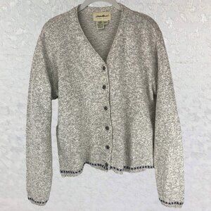 Eddie Bauer Women’s Classic Heather Gray Button-Up Cardigan Sweater Size M